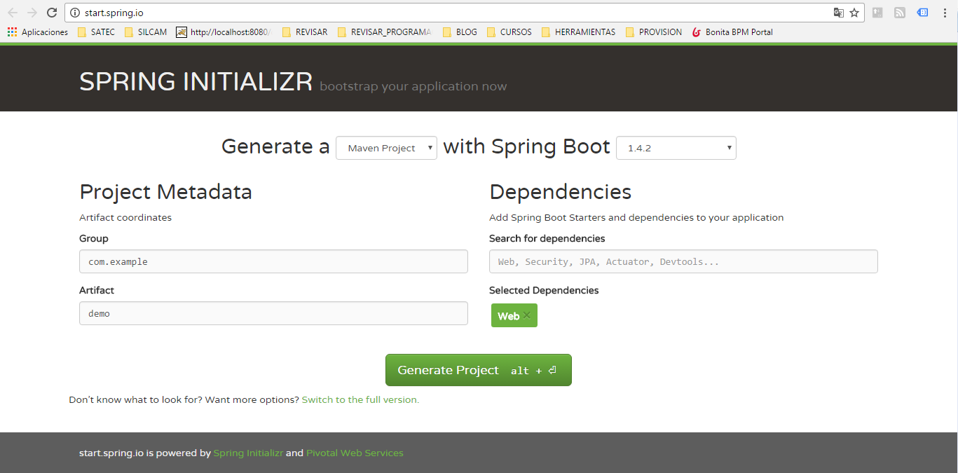wizard web spring initializr started project.